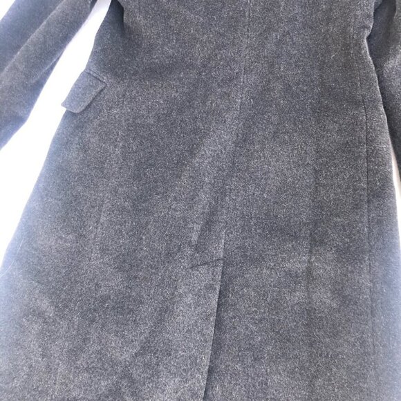 Donna Vittoria Italian Virgin Wool and Mohair Black/Charcoal Trench Coat Size 8 - Picture 12 of 16